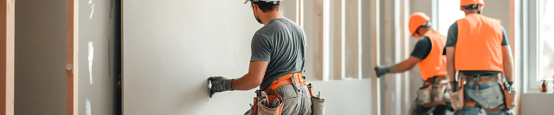 Construction Workers Installing Drywall