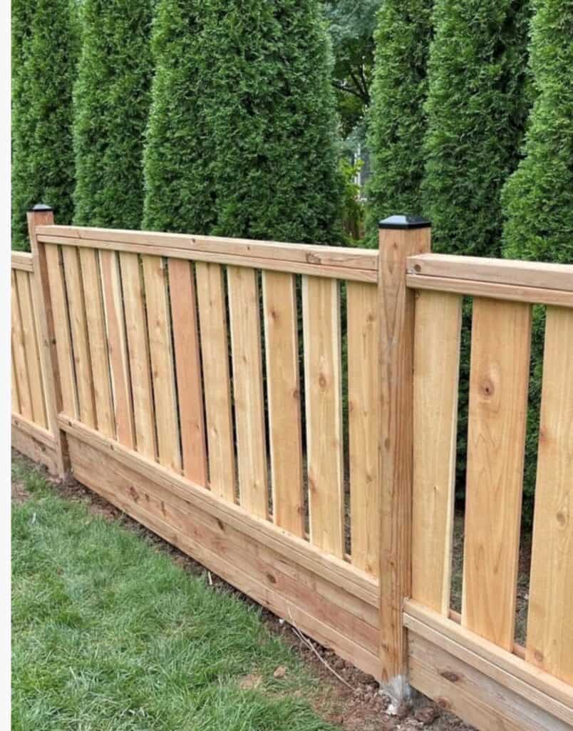 Wide Panel Short Light Wood Fence