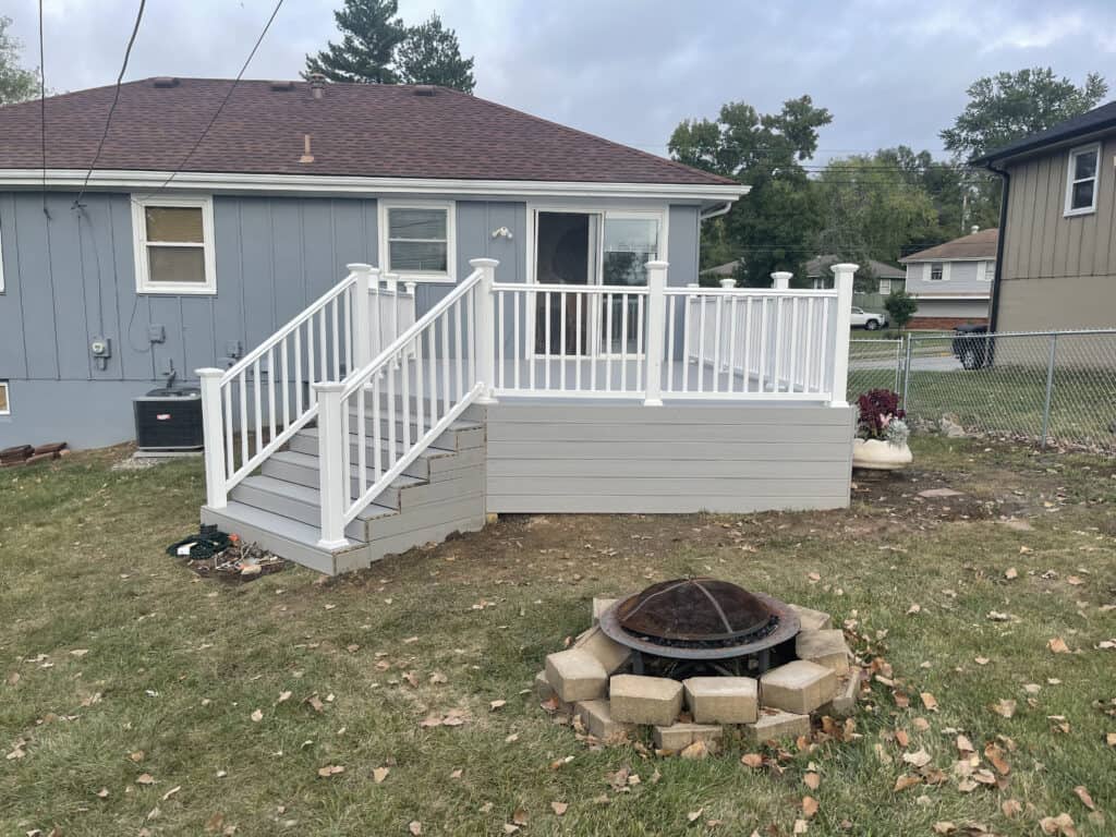 White and Gray Wood One Story Deck